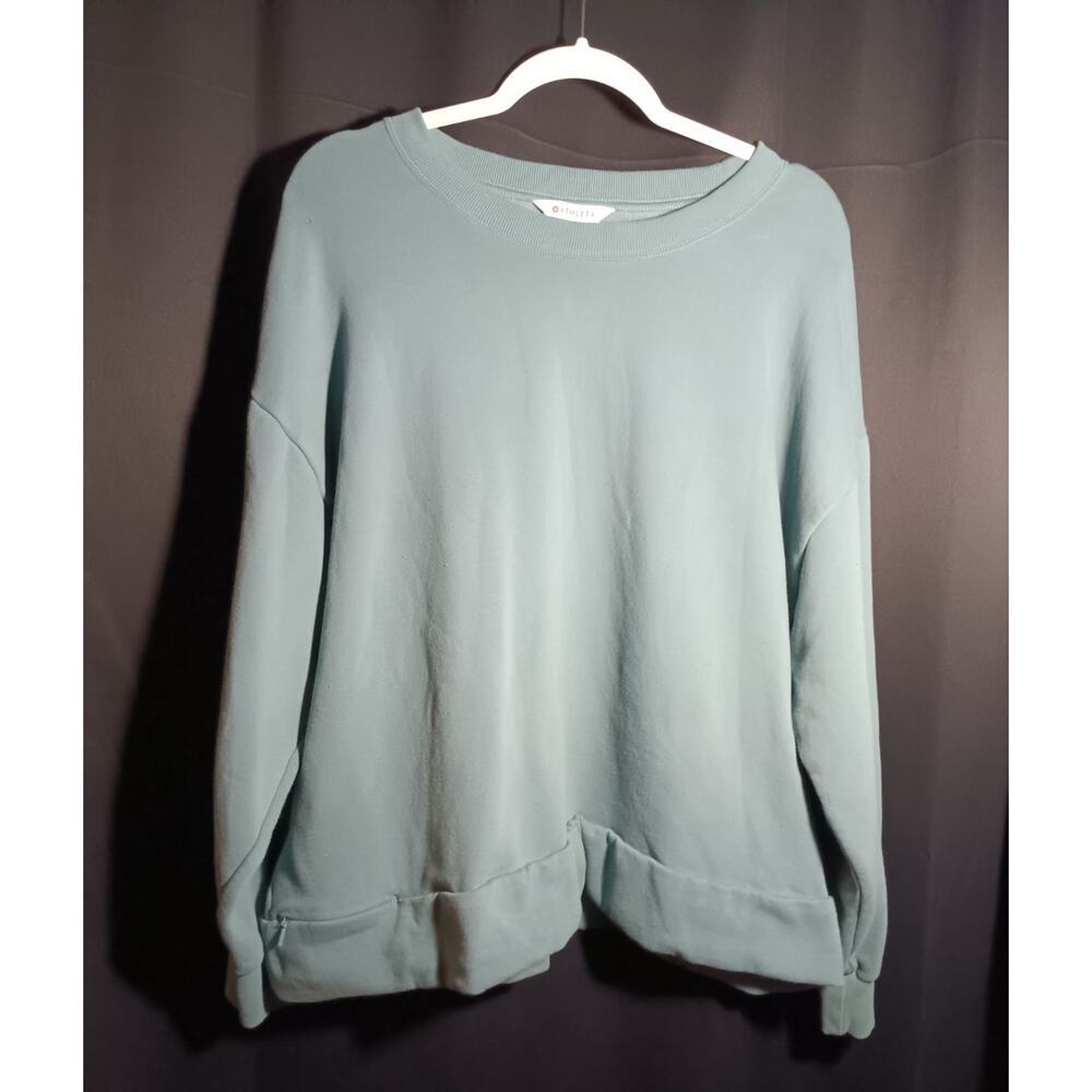 Athleta Sage Green Women’s XL Crewneck Sweatshirt Zip‑Pocket Activewear Casual